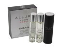 楽天Cinderella BeauteCHANEL （シャネル） ALLURE HOMME SPORT Eau de Toilette Twist and Spray 3x0.7 FL. OZ. アリュール オム スポーツ スポーツスプレイ 20mL＋リフィル 20mL×2