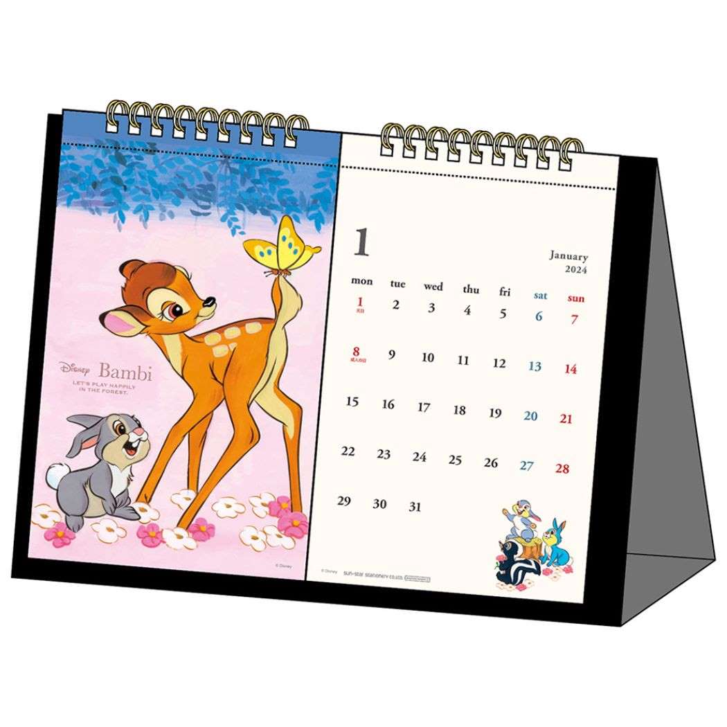 ディズニーキャラクター 2024Calendar 卓上カレンダー2024年 デスクカレンダー ポストカード付 クラシック サンスター文具 インテリア キャラクター 令和6年暦 メール便可 シネマコレクション