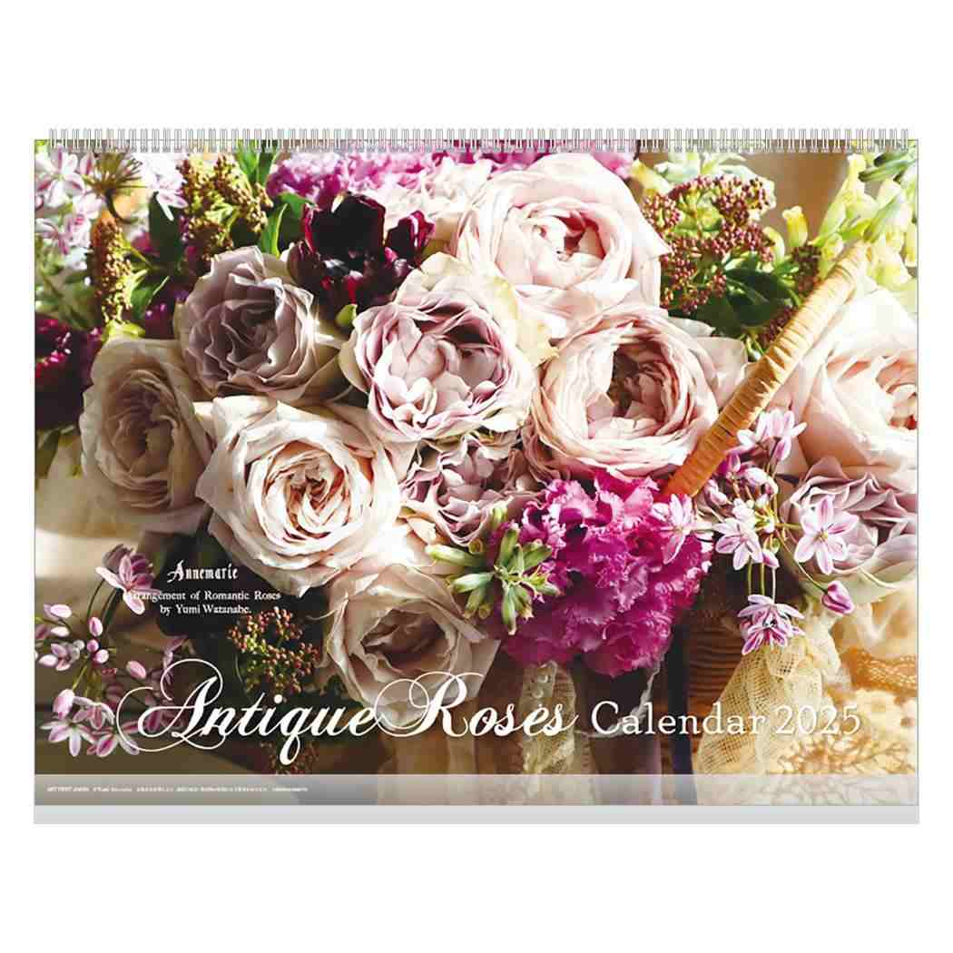 アンティークローズ 2025Calendar 壁掛けカレンダー2025年 スケジュール フラワー APJ 花写真 書き込み インテリア 令和7年暦 シネマコレクション