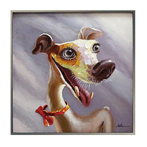 【ポイント10倍 & クーポン！】取寄品 ファニードッグ オイルペイントアート額付き インテリア壁掛 ...