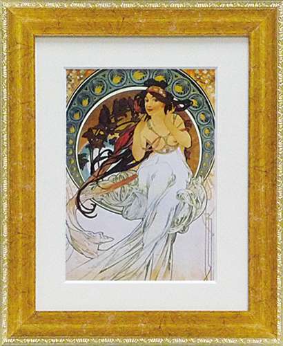 【ポイント10倍 & クーポン！】取寄品 アルフォンス ミュシャ 音楽 額付きポスター インテリアアート ..