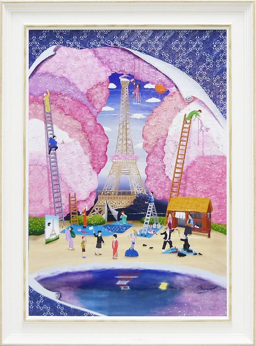 取寄品 なかの まりの 風景画 額付きポスター 花の都 江戸 大人カワイイ インテリア 雑貨