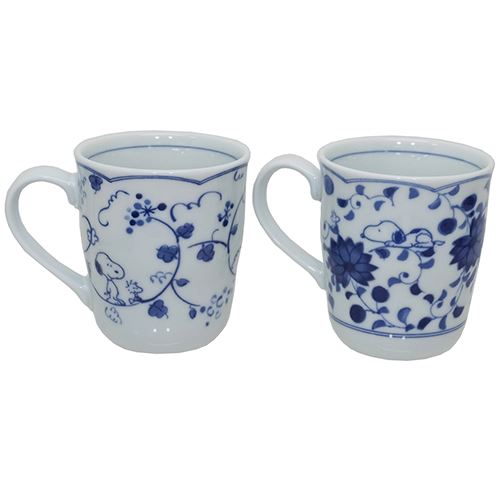 【ポイント10倍 & クーポン！】ペアマグ 2個セット マグカップ スヌーピー 藍唐草 ピーナッツ 金正陶器 ギフト雑貨 日本製食器 2