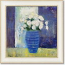フラワー アート 絵画 額縁つき Art Frames ホワイトラナンキュラスインブルーベース マイケル クラーク 花 額付 ポスター インテリア グッズ 通販...