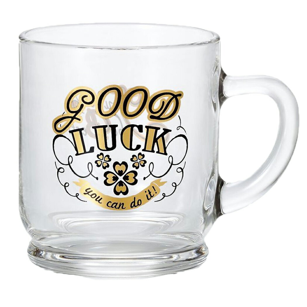【ポイント10倍 & クーポン！】メッセージグラス マグカップ ガラスマグ Good luck アデリア 300ml ギフト プレゼント 石塚硝子食器通販 取寄品 シネマコレクション