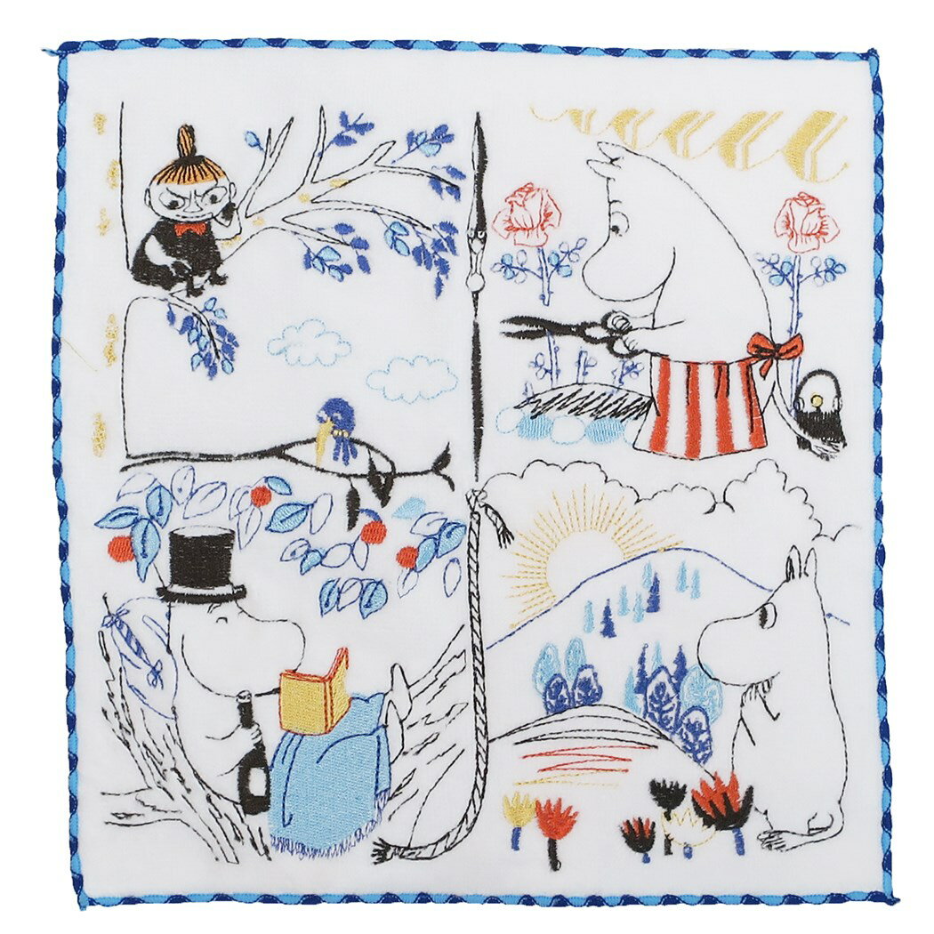 ムーミン ミニタオル 全面刺繍 ハンカチタオル 好きな場所 北欧 丸眞 ギフト 雑貨 キャラクター グッズ 通販 メール便可 シネマコレクション プレゼント 男の子 女の子