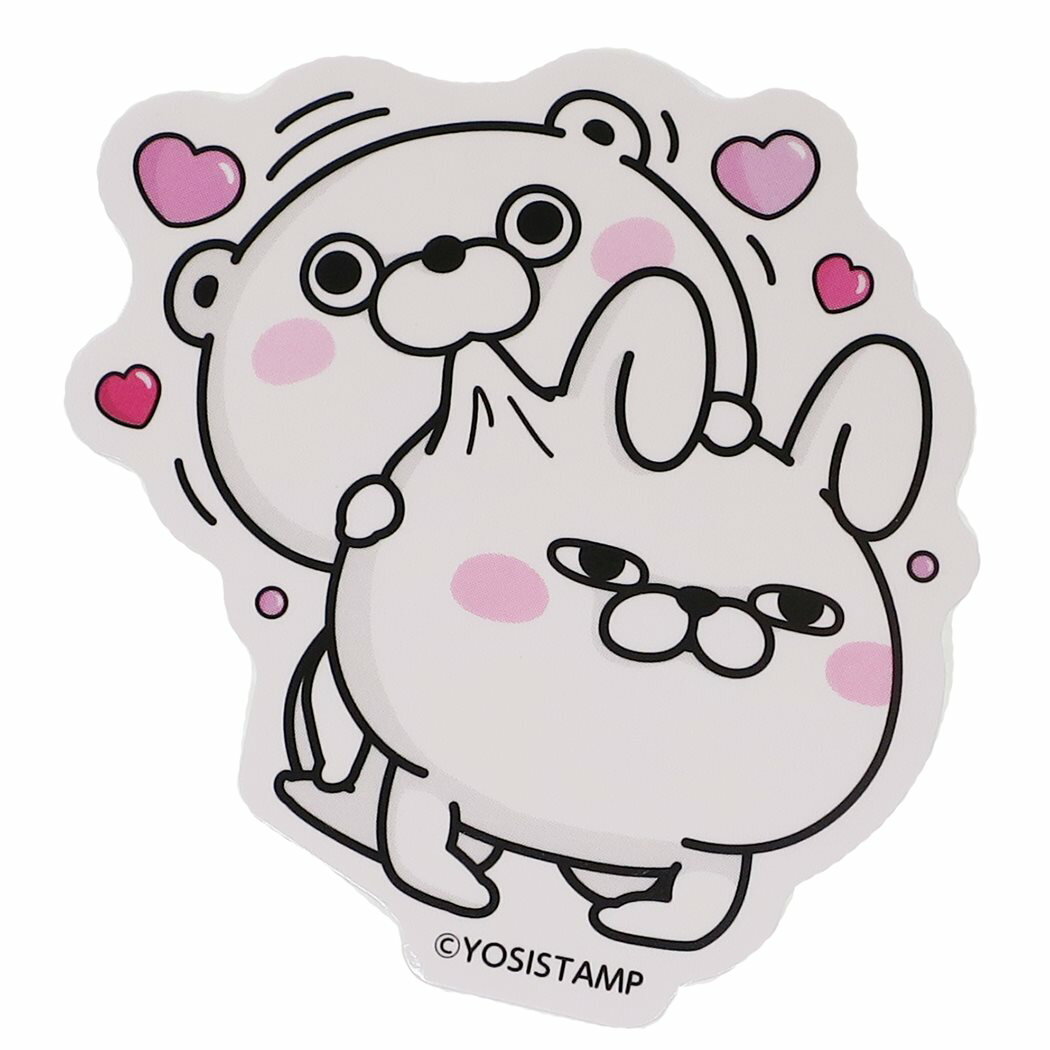 ヨッシースタンプ ステッカー ダイカットステッカー うさぎ＆くま100% YOSISTAMP ドリームラッシュ ミニシール 可愛い キャラクター グッズ 通販 メール便可 シネマコレクションのサムネイル