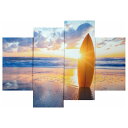 キャンバスアート 写真 アート Bello Canvas Art Surfboard on the beach at sunset (4枚セット) 美工社 IP...