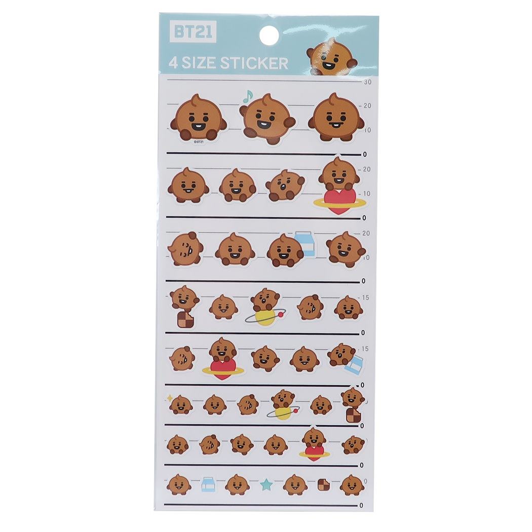 BT21 4サイズ ステッカー SHOOKY シール シート LINE FRIENDS カミオジャパン 手帳デコ キャラクター グッズ メール便可 シネマコレクション プレゼント 男の子 女の子 ギフト