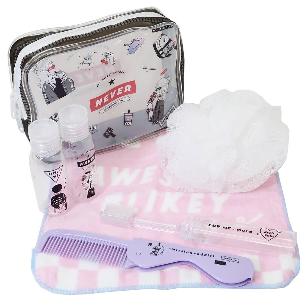 トラベル6点セット 旅行用品 LIKEオルチャン カミオジャパン ポーチ＆ミニタオル＆歯ブラシ＆ミニボトル2個＆コーム＆シャワーボール お泊りセット グッズ シネマコレクション プレゼント 男の子 女の子 ギフト ホワイトデーのサムネイル