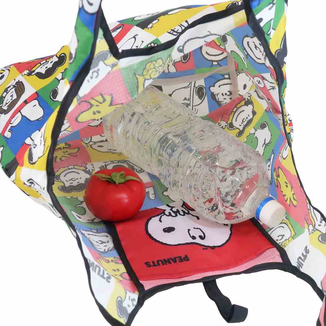 【店内買い回りでポイント最大10倍】スヌーピー エコバッグ 折りたたみ くるくる ショッピングバッグ ブロック ピーナッツ スモールプラネット お買い物かばん キャラクター グッズ メール便可 シネマコレクション