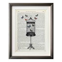 マリオン マコネギー アートフレーム Marion McConaghie Bird Cage&Butterflies 美工社 IMM-62129 壁掛け 額付き...