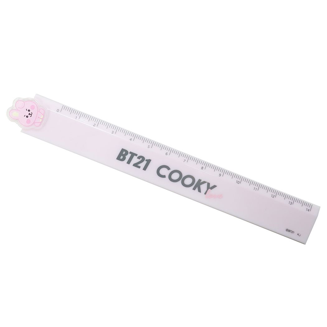 【12月は毎日ポイント10倍!】BT21 ものさし ダイカットマスコット付き 14cm 定規 COOKY LINE FRIENDS カミオジャパン 新学期準備文...