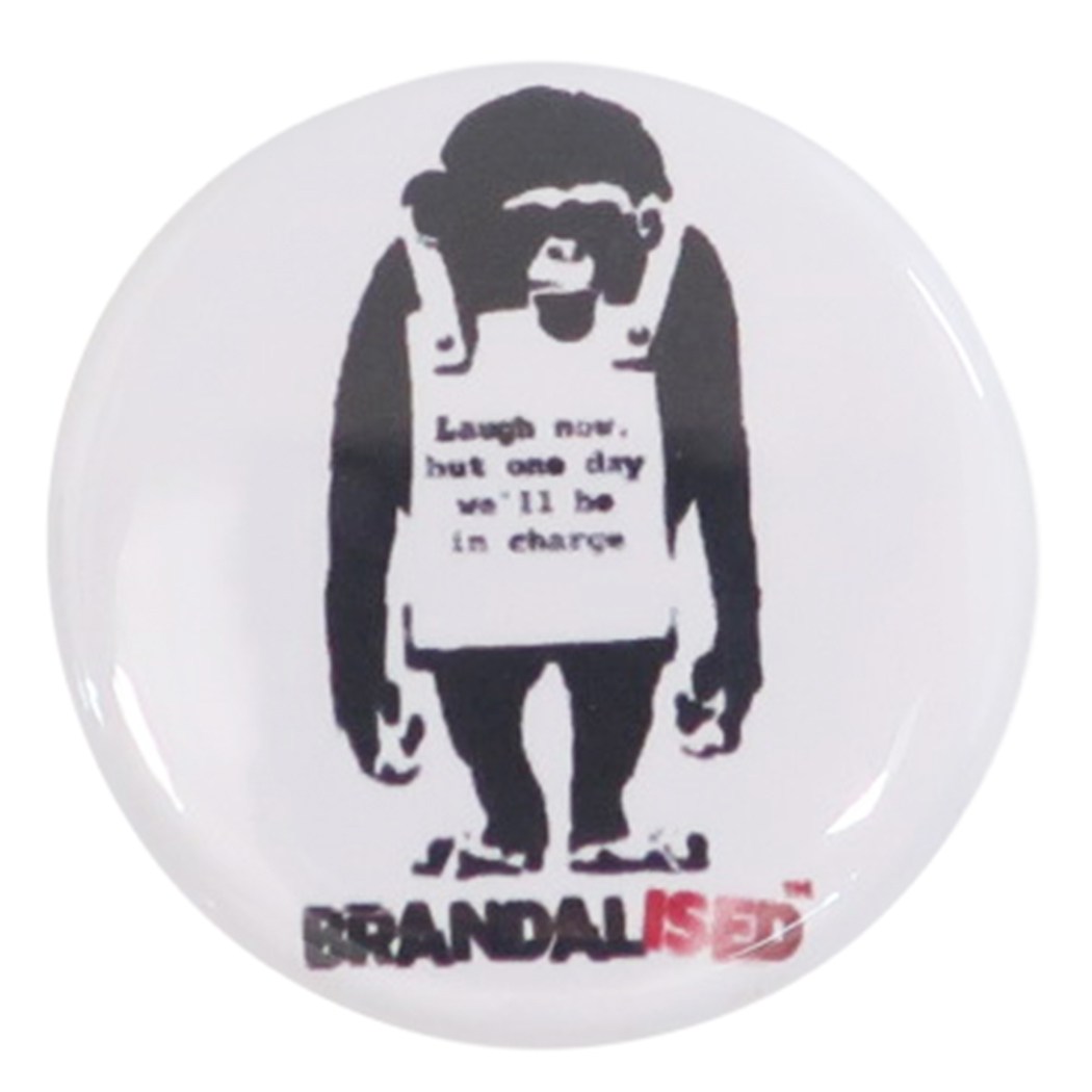 バンクシー 缶バッジ 22mm 豆 缶バッジ Do Nothing-Monkeysign Banksy ゼネラルステッカー カンバッジ コレクション雑貨 ART オフィシャル グッズ メール便可 シネマコレクション プレゼント 男の子 女の子 ギフト