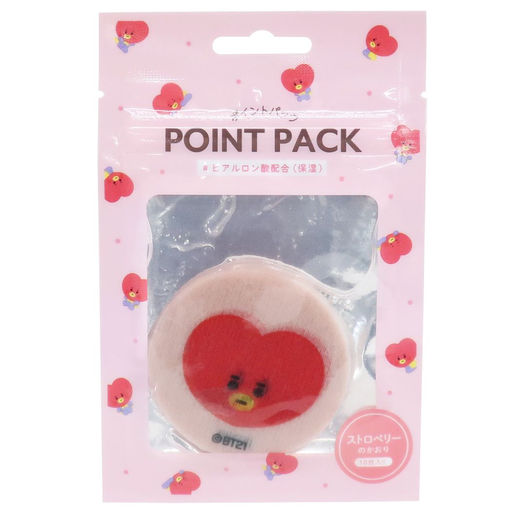 BT21 シート状ポイントパック 10枚入り フェイスパック TATA LINE FRIENDS カミオジャパン ストロベリーのかおり ヒアルロン酸配合 保湿ケア コスメ雑貨 キャラクター 商品 メール便可 シネマコレクション プレゼント 男の子 女の子 ギフトのサムネイル