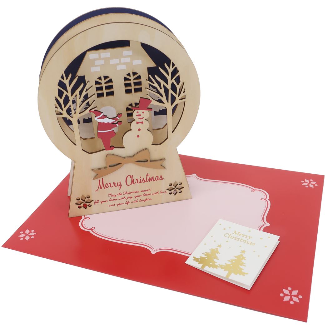 クリスマスカード（1000円程度） クリスマスカード レイヤークリスマスウッドスタンドカード WoodCardseries サンタハウス APJ 封筒付きグリーティングカード Xmas グッズ メール便可 シネマコレクション