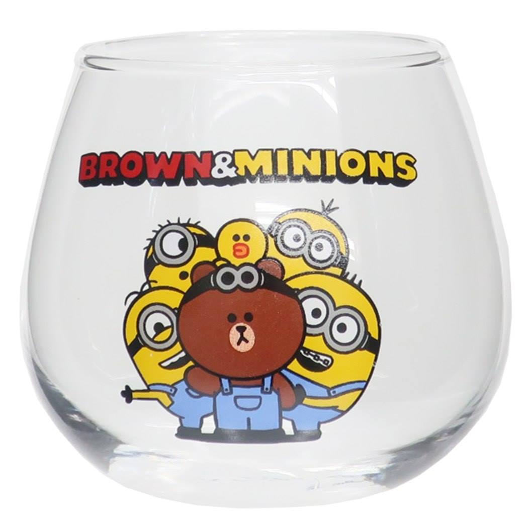 ミニオンズ ブラウン ガラスコップ ゆらゆら グラス 集合 BROWN＆MINIONS LINE FRIENDS ユニバーサル映画 サンアート プレゼント かわいい キャラクター グッズ シネマコレクション 男の子 女の子 ギフト ホワイトデーのサムネイル