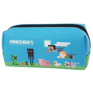 マインクラフト Minecraft 筆箱 Wファスナー BOX ポーチ ブルー 新入学 マイクラ ケイカンパニー ペンケース ゲームキャラクター グッズ シネマコレクション