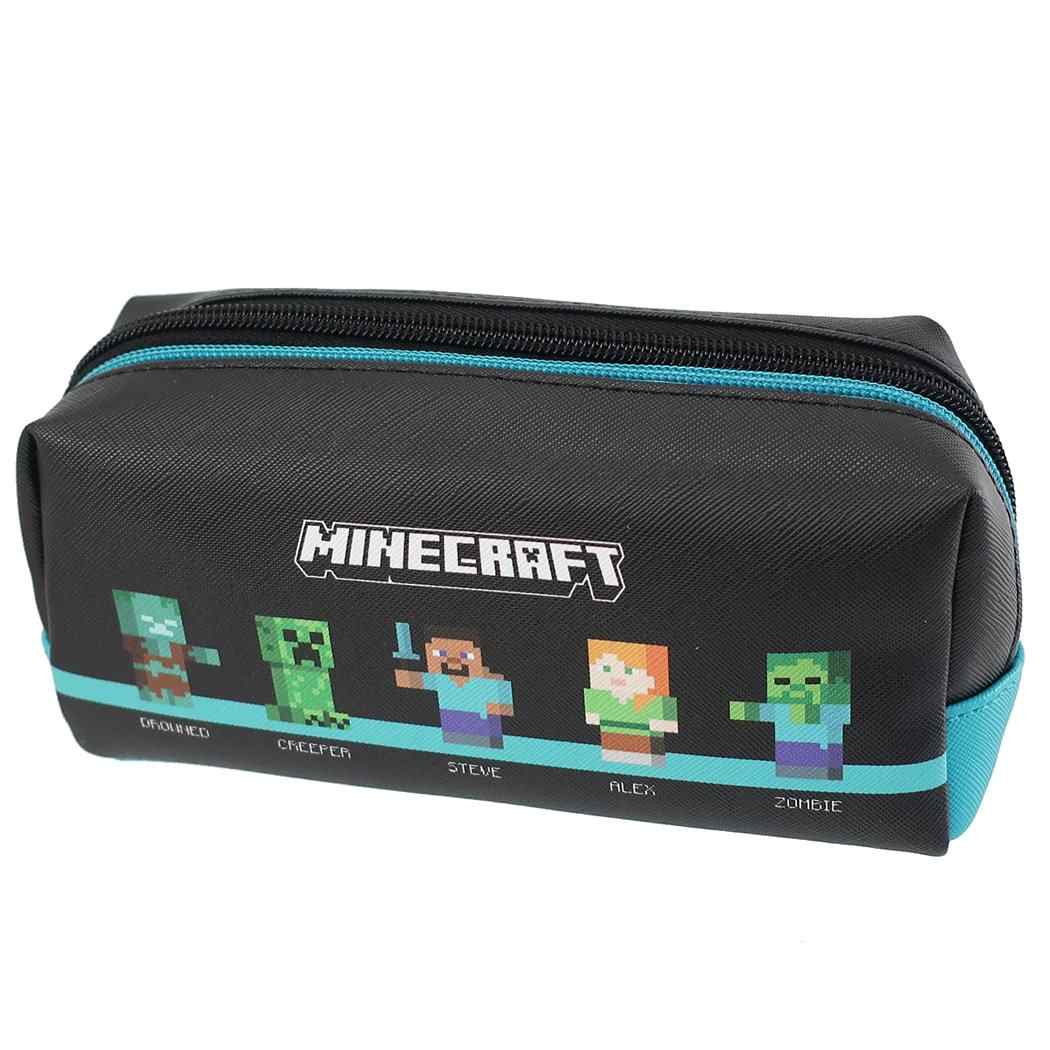 マインクラフト Minecraft 筆箱 Wファスナー BOX ポーチ ミント 新入学 マイクラ ケイカンパニー ペンケース ゲームキャラクター グッズ シネマコレクション