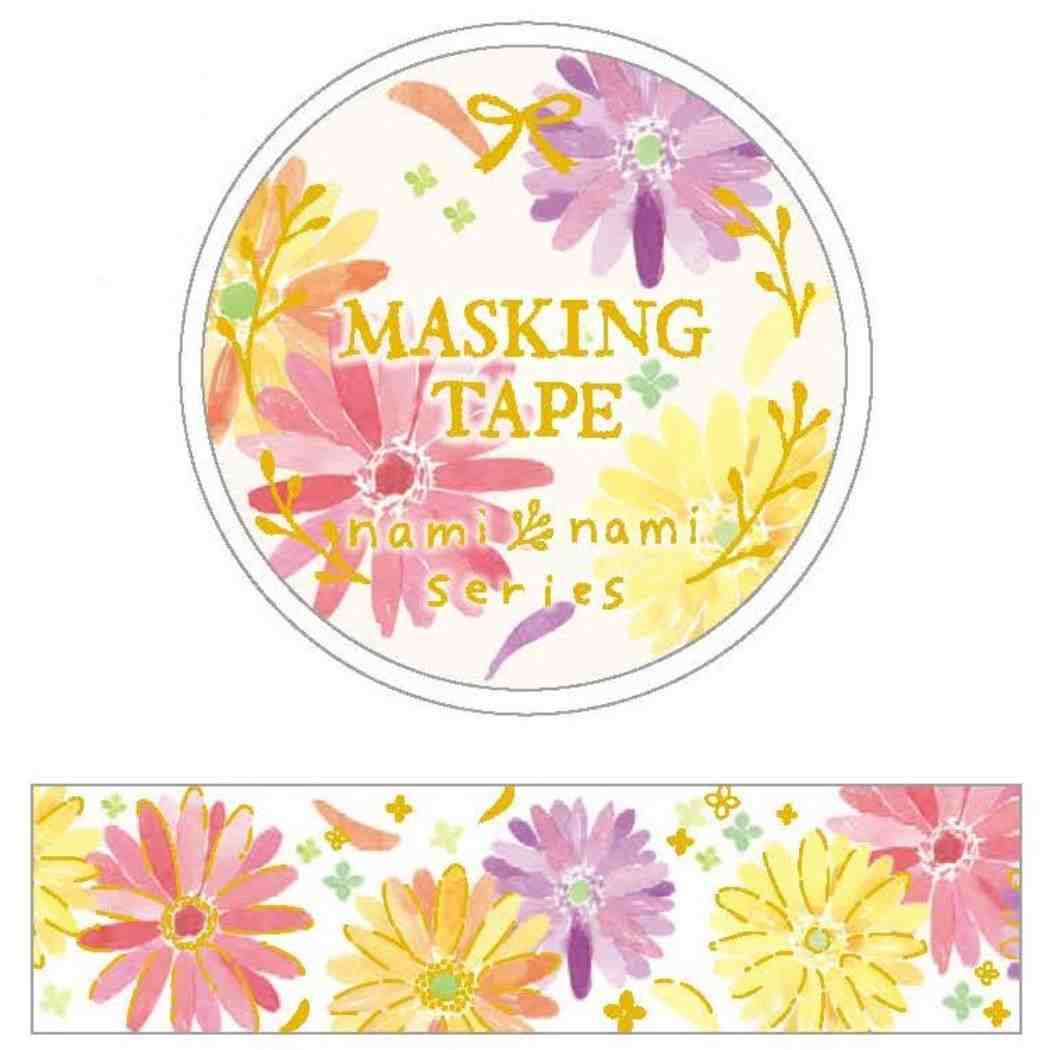 【12月は毎日ポイント10倍!】nami nami マスキングテープ 15mm マステ ガーベラ クローズピン 手帳デコ デコレーション ガーリーイラスト グッ...