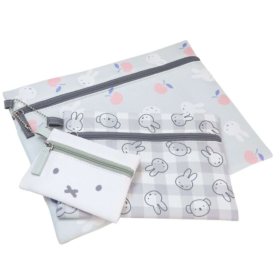 【ポイント10倍！】ミッフィー 平ポーチ大中小3点セット 3連フラットポーチ miffy ディックブルーナ マリモクラフト トラベルポーチ 小物入れ 絵本キャラクター グッズ メール便可 シネマコレクションのサムネイル