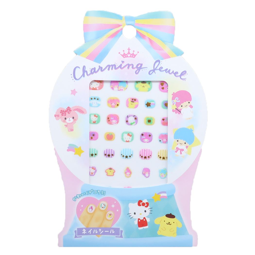サンリオキャラクターズ グッズ キッズコスメ チャーミングジュエル ネイルシール MIX カラフル サンリオ クラックス 女の子向け おしゃれ 子供 プチギフト キャラクター メール便可 シネマコレクションのサムネイル