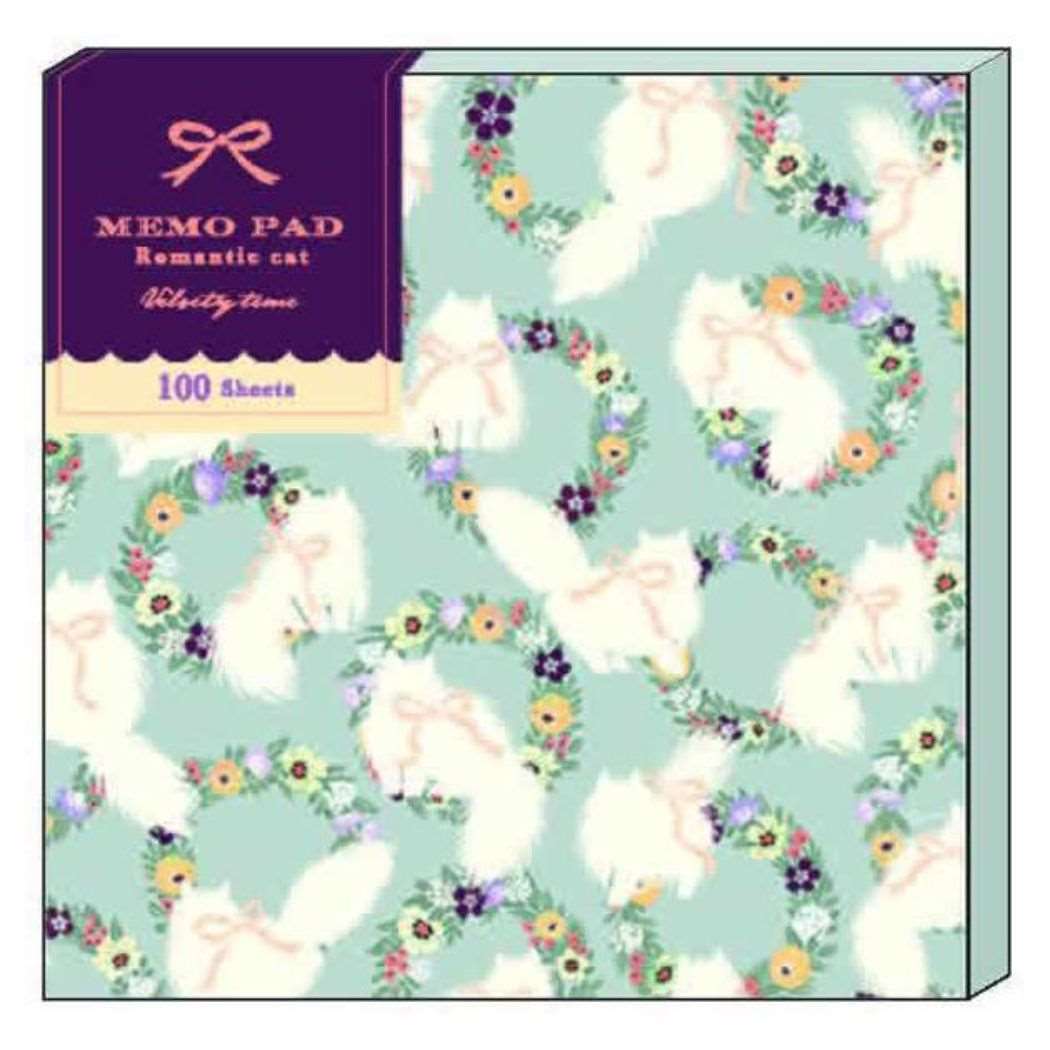 【12月は毎日ポイント10倍!】Tomoko Hayashi メモ帳 裏紙メモパッド ロマンティックキャット ブルー クローズピン おしゃれ文具 事務用品 ガー...