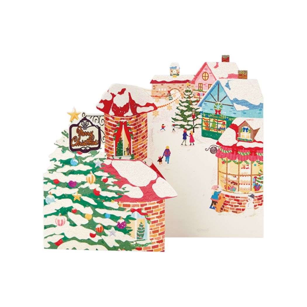 【12月は毎日ポイント10倍!】CHRISTMAS グリーティングカード カード JX8-2 の街並み サンリオ ギフト雑貨 Xmasカード グッズ メール便可...