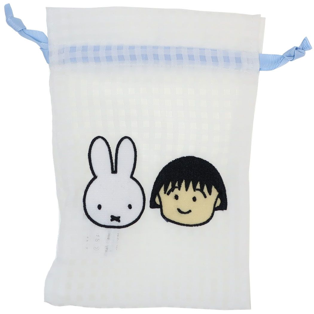 ミッフィー ちびまる子ちゃん 巾着袋 刺繍きんちゃくポーチ miffy meets maruko フェイス スモールプラネット 小物入れ キャラクター グッズ メール便可 シネマコレクション