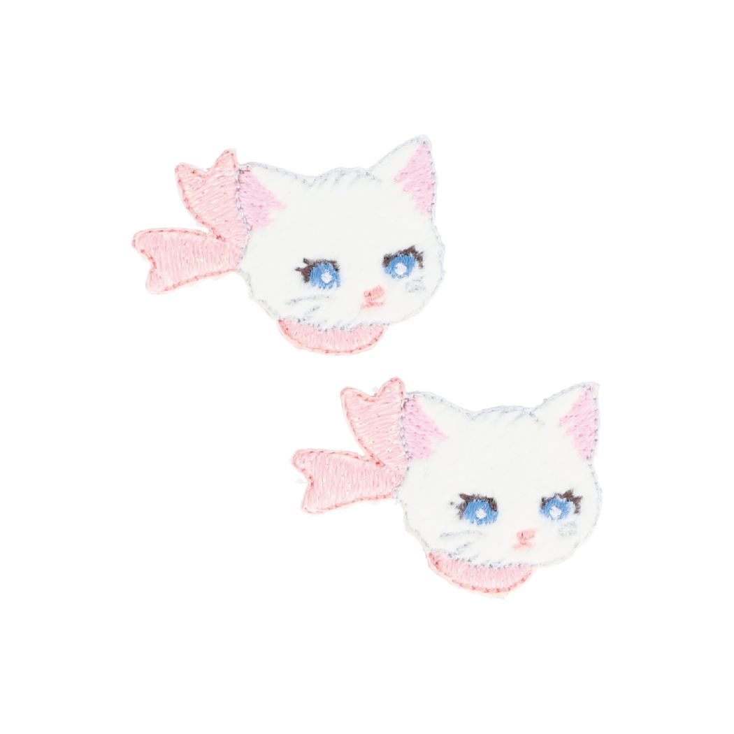 ワッペン シール＆アイロン接着ファーミニワッペン 2枚セット 白ねこ 新入学 清原 手芸用品 シール アレンジ 入園 幼稚園 小学生 キッズ 子ども グッズ メール便可 シネマコレクションのサムネイル