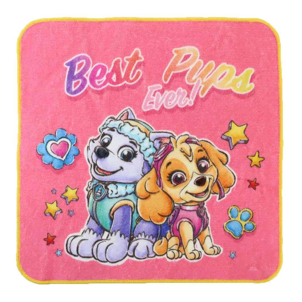 パウパトロール ミニタオル インクジェットプリントハンカチタオル ピンクツイン 林タオル 汗拭きタオ..