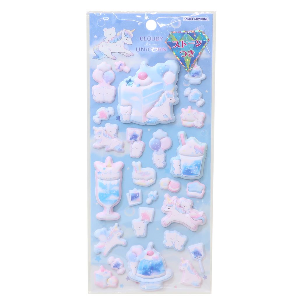 シールシート スーパーもっちりシール CLOUDY UNICORN カミオジャパン デコレーション 立体シール ぷっくりシール かわいい グッズ メール便可 シネマコレクションのサムネイル