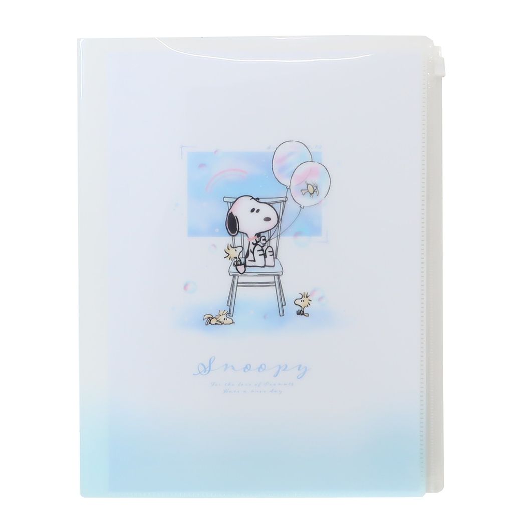 【ポイント10倍 & クーポン！】ファスナー付き6ポケットクリアファイル A4 ポケットファイル スヌーピー CALM CHAIR ピーナッツ カミオジャパン ジップファスナー付 新学期準備文具 かわいい