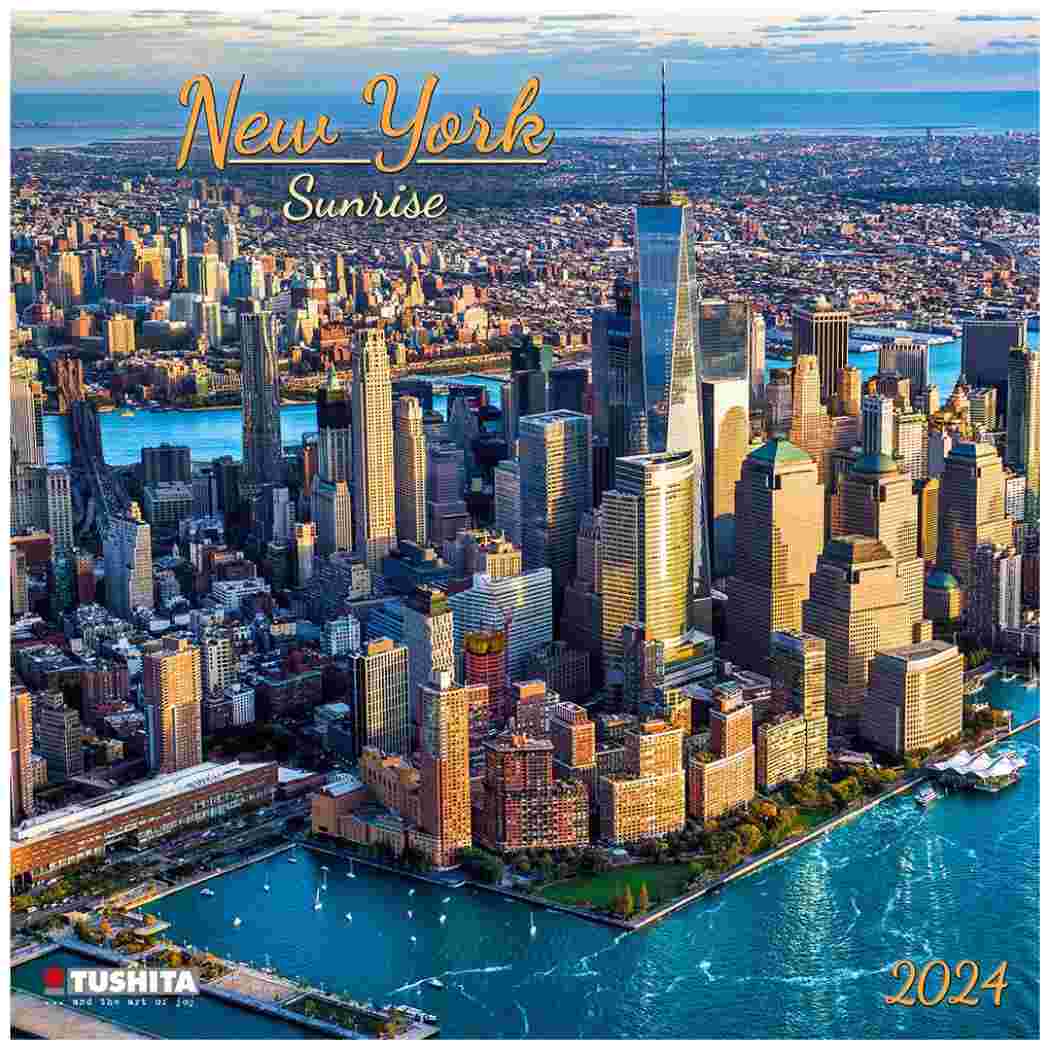 TUSHITA 2024 Calendar 壁掛けカレンダー2024年 New York Sunrise 写真 風景 インテリア 令和6年暦 シネマコレクション