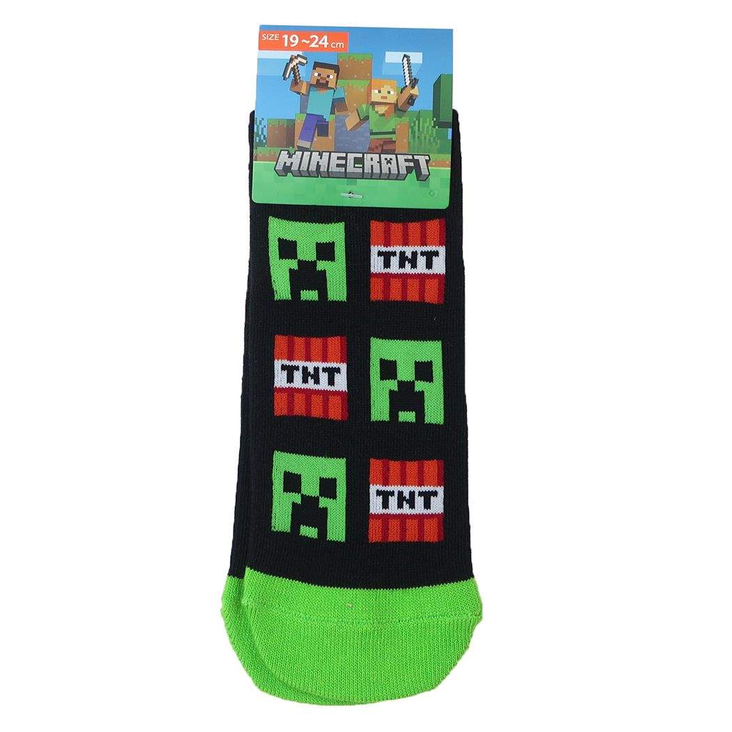 マインクラフト ジュニアソックス スニーカー靴下 ブラック Minecraft カイタックファミリー 男の子 ゲームキャラクター グッズ メール便可 シネマコレクションのサムネイル