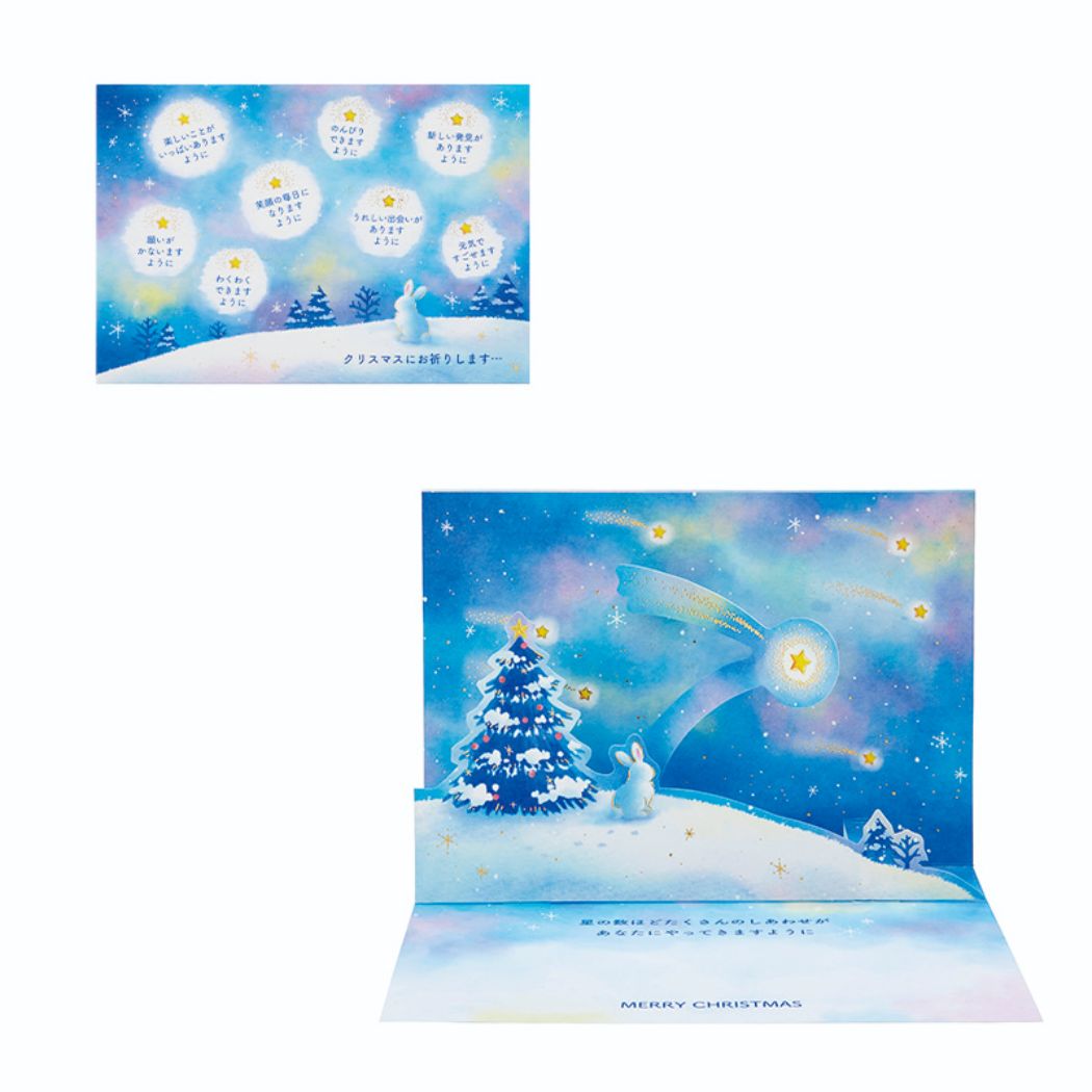 【12月は毎日ポイント10倍!】CHRISTMAS グリーティングカード クリスマスカード jx14-3 流れ星を見るウサギ サンリオ プレゼント Xmasカー...