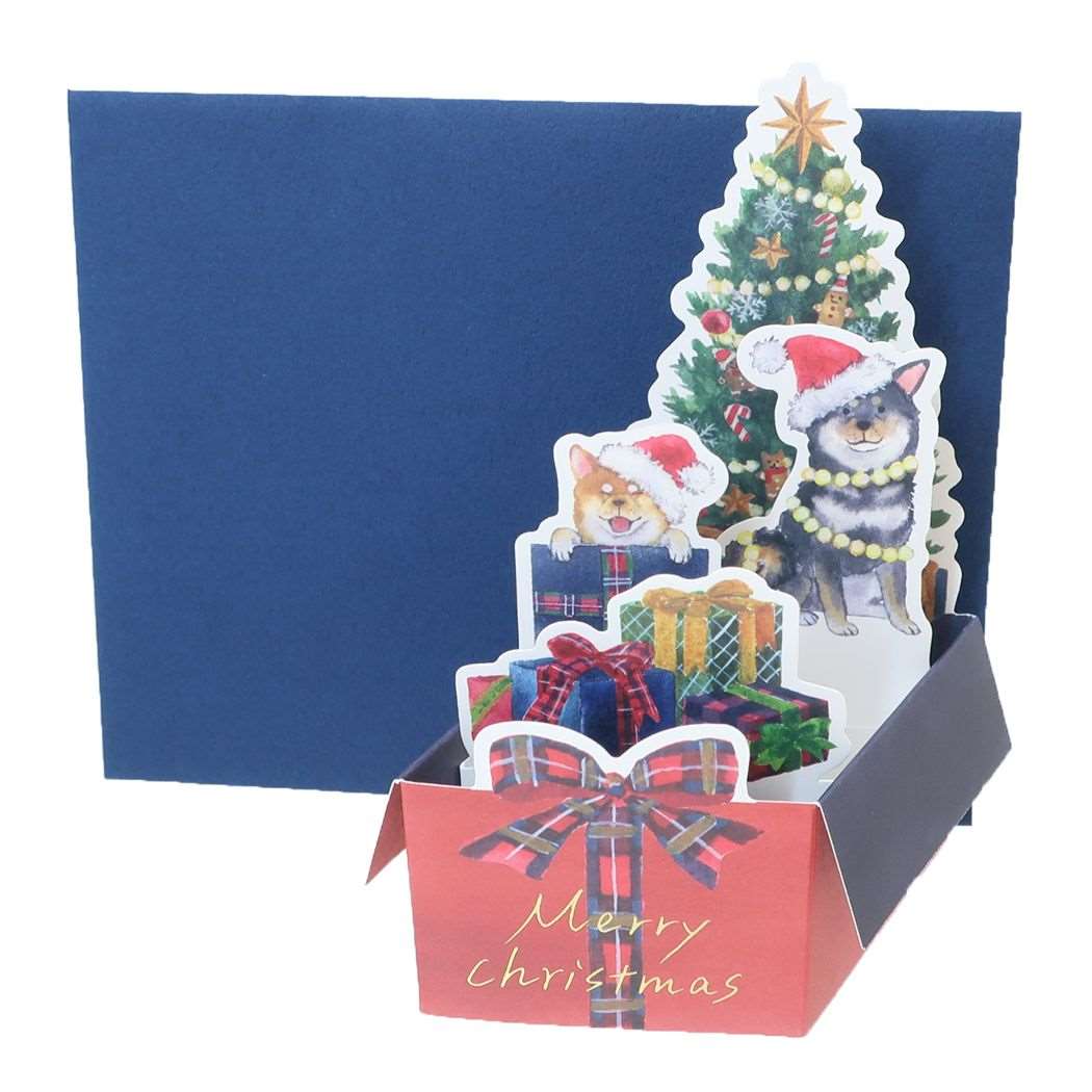 クリスマスカード（1000円程度） CHRISTMAS グリーティングカード しばいぬとクリスマスBOXカード ツリー アクティブコーポレーション ギフト雑貨 封筒付き Xmasカード グッズ メール便可 シネマコレクション