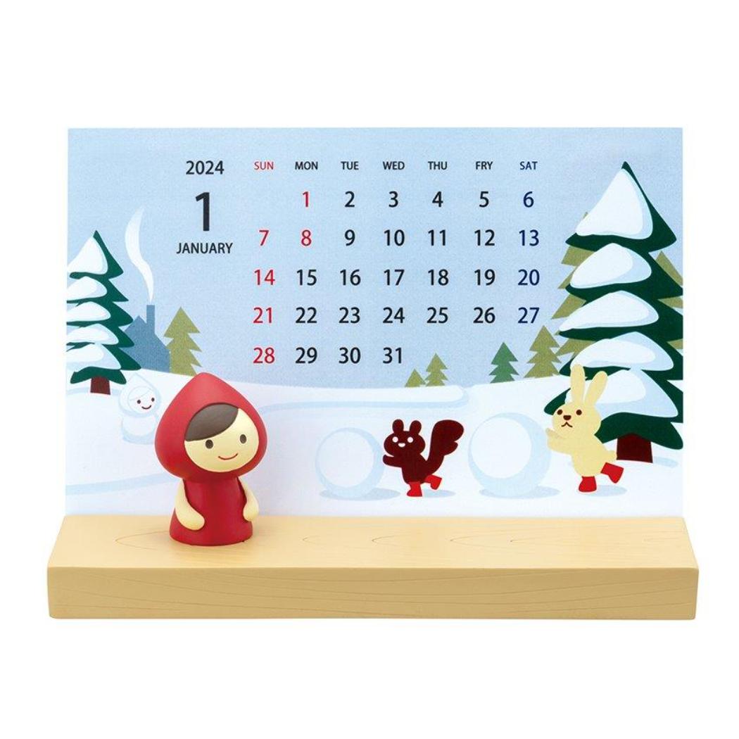 カレンダー カレンダーマスコットセット赤ずきん2024 祝日表記あり デコレ かわいい インテリア グッズ シネマコレクション