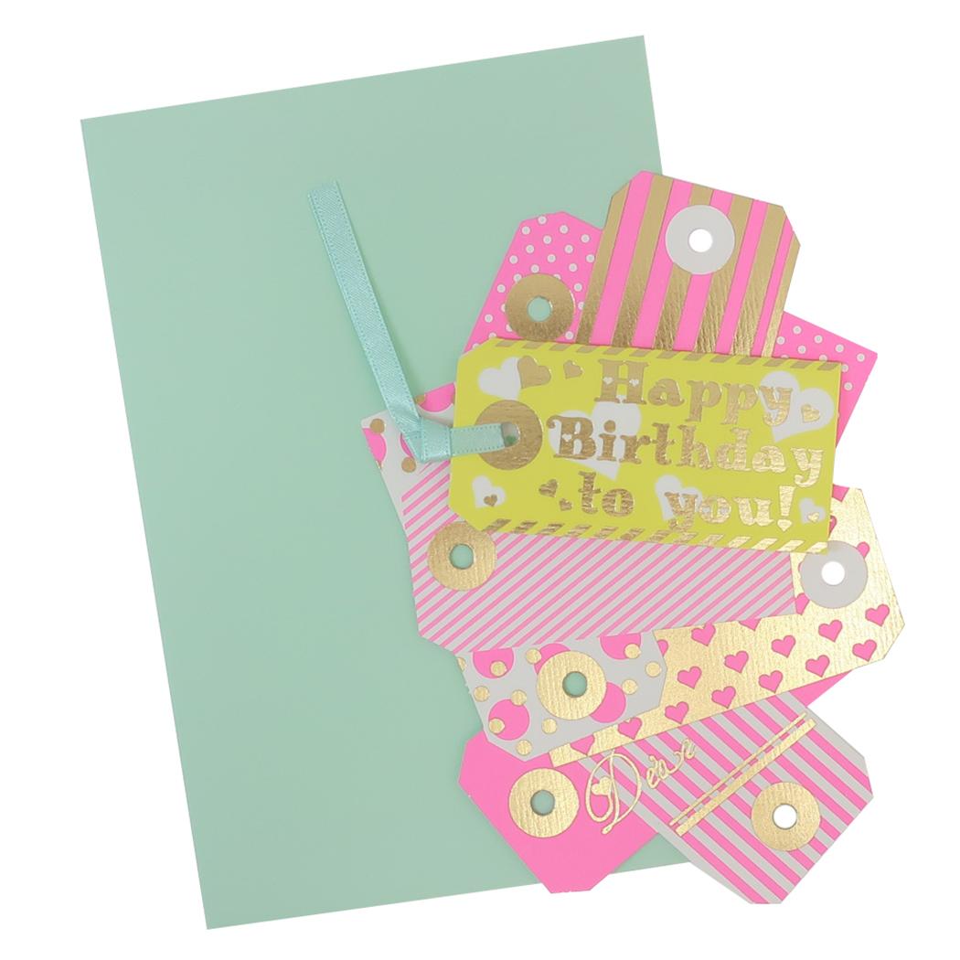 【12月は毎日ポイント10倍!】グリーティングカード ネオンカラータグバースデーカード ピンク APJ 誕生日 メッセージカード 封筒付き グッズ メール便可 ...