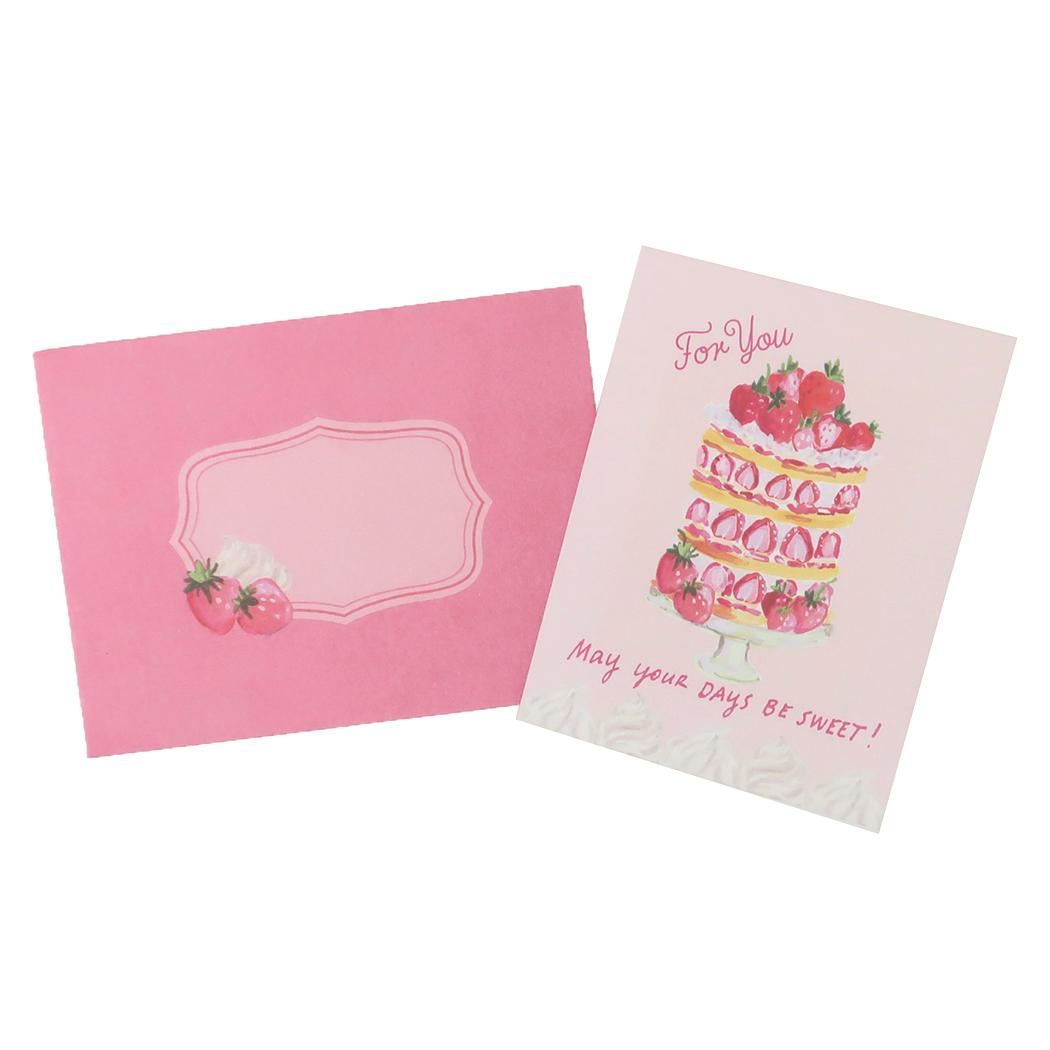 【12月は毎日ポイント10倍!】ストロベリーパーティー グリーティングカード 香るミニカード ケーキ APJ メッセージカード ミニサイズ ミニ封筒 かおり付き...