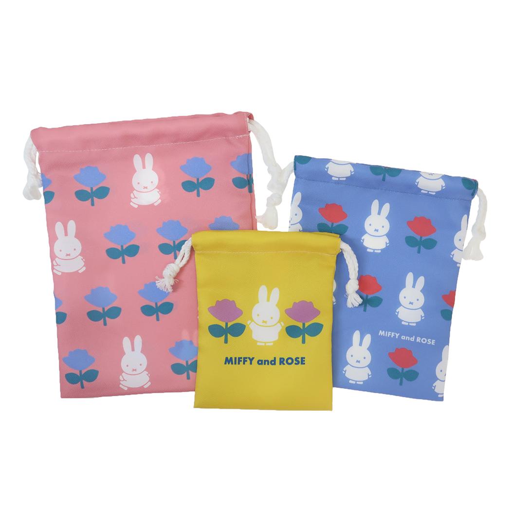 ミッフィー 巾着袋 3P巾着 きんちゃくポーチ3枚セット MIFFY and ROSE ディックブルーナ マリモクラフト 小物入れ 絵本キャラクター グッズ メール便可 シネマコレクションのサムネイル