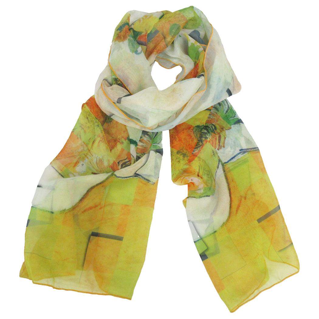 ゴッホ マフラー 名画モザイクアートシリーズ ストール ひまわり ユーパワー AM-01701 防寒 ギフト グ..