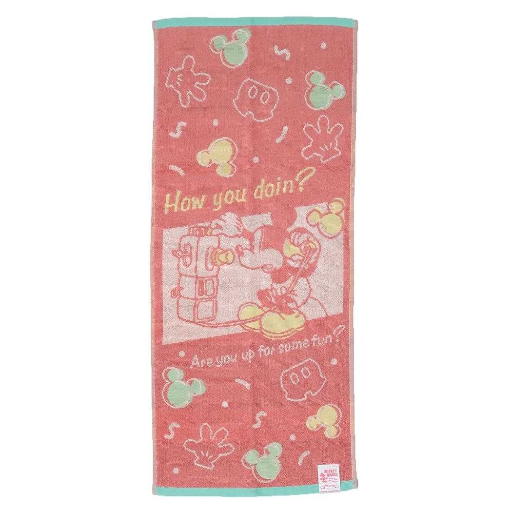 ミッキーマウス フェイスタオル ジャガードロングタオル アイコニックレトロ ディズニー 丸眞 新生活雑貨 キャラクター グッズ メール便可 シネマコレクション