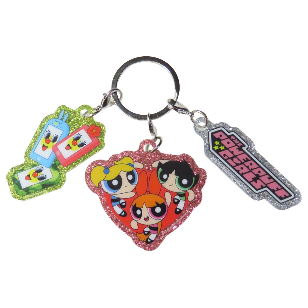 パワーパフガールズ キーリング 3チャームキーホルダー モバイル ティーズファクトリー 3連アクリルキ..