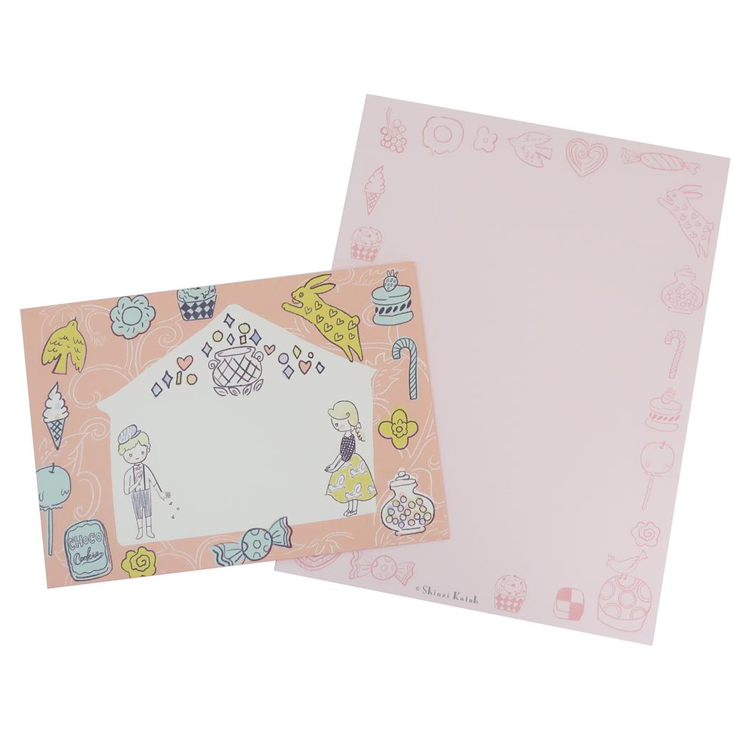 【12月は毎日ポイント10倍!】Shinzi Katoh シンジ カトウ 手紙セット レターセット グリム童話 ヘンゼルとグレーテル 2 木野瀬印刷 便箋&封筒...