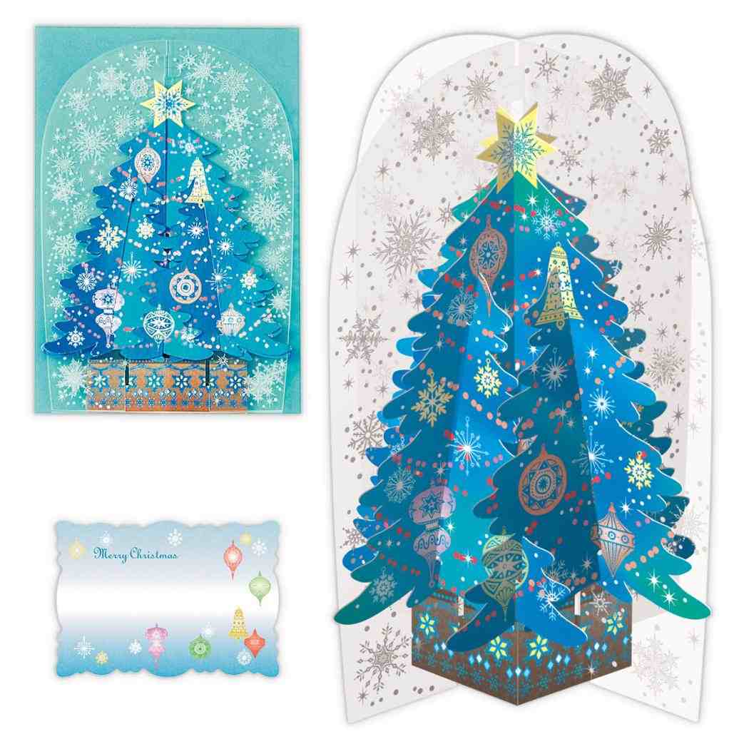 【12月は毎日ポイント10倍!】クリスマスカード クリスマスツリーカード 立体カード ブルースノーツリー 日本ホールマーク Xmas メッセージカード グッズ ...