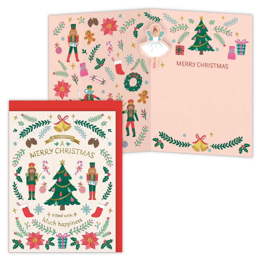 【12月は毎日ポイント10倍!】クリスマスカード キュートカード 立体カード デボスくるみ割り人形 日本ホールマーク Xmas メッセージカード グッズ メール...