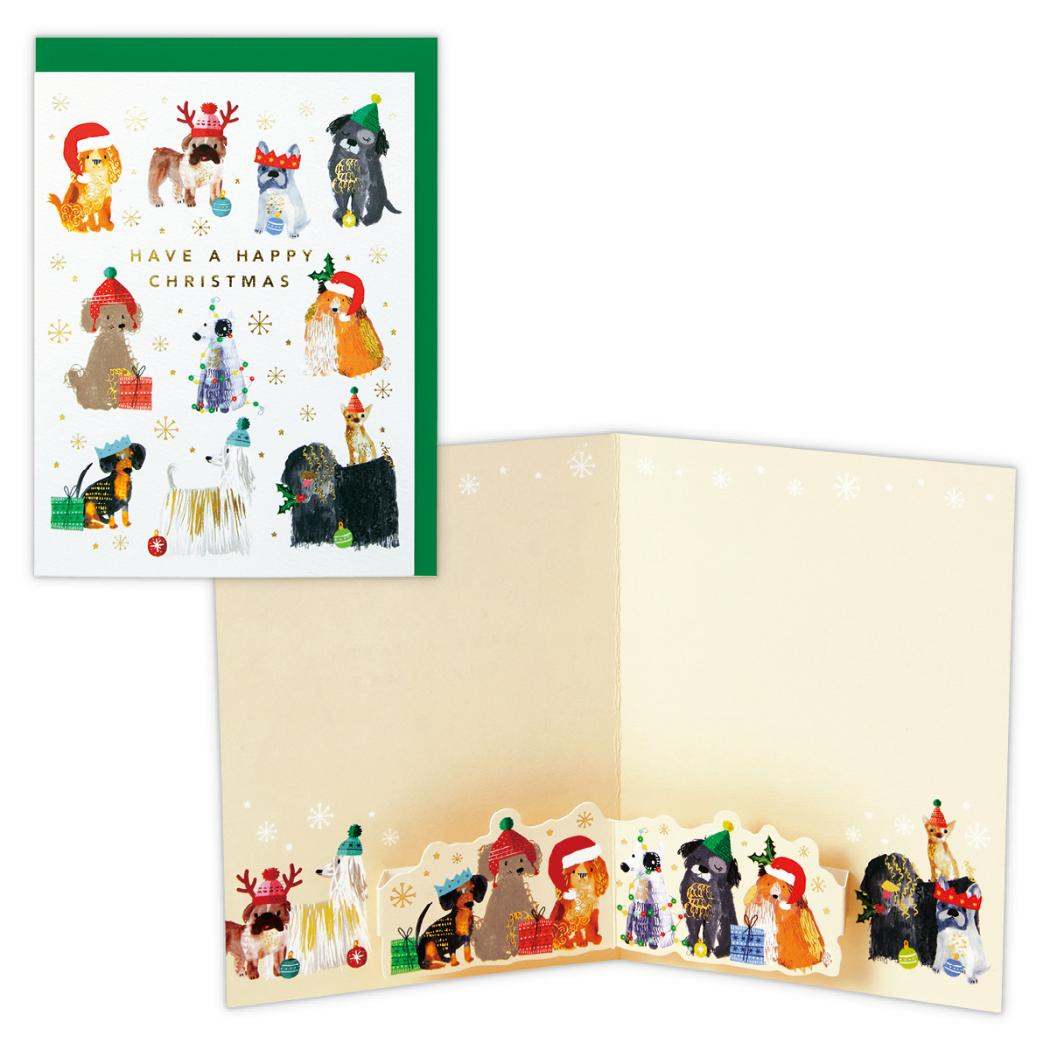 【12月は毎日ポイント10倍!】クリスマスカード 海外デザインカード 立体カード 箔クリスマスドッグ いぬ 日本ホールマーク Xmas メッセージカード グッズ...