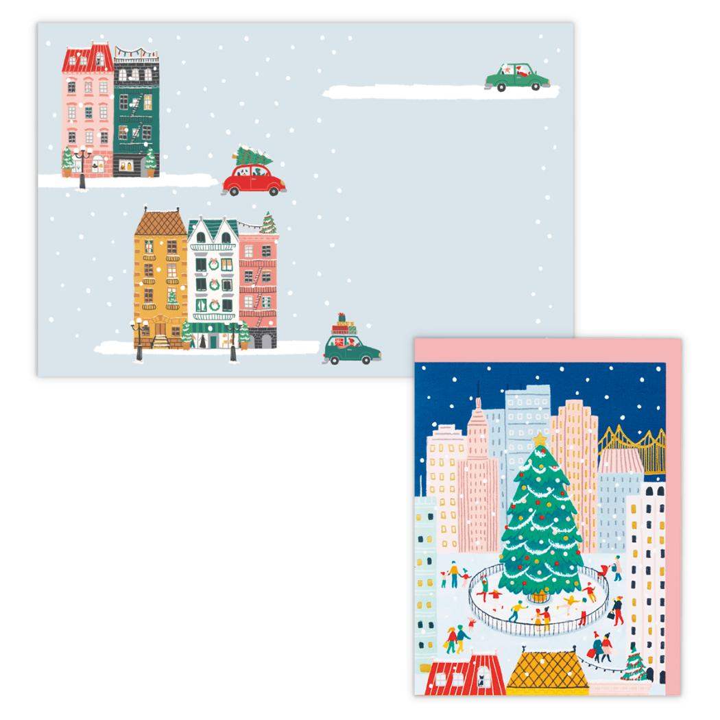 【12月は毎日ポイント10倍!】クリスマスカード 海外デザインカード カラフルクリスマスタウン 日本ホールマーク Xmas メッセージカード グッズ メール便可...