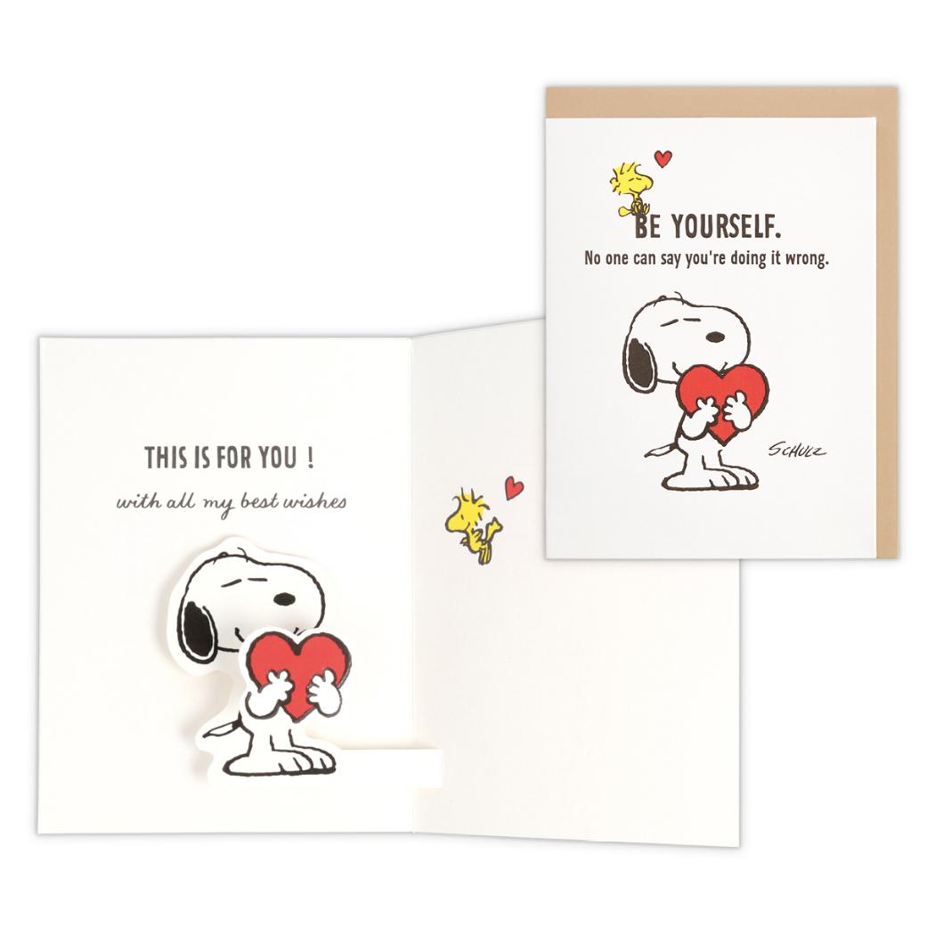 スヌーピー グリーティングカード 多目的 立体カード SNハートをハグ ピーナッツ 日本ホールマーク お礼 お祝い キャラクター メッセージカード グッズ メール便可 シネマコレクション